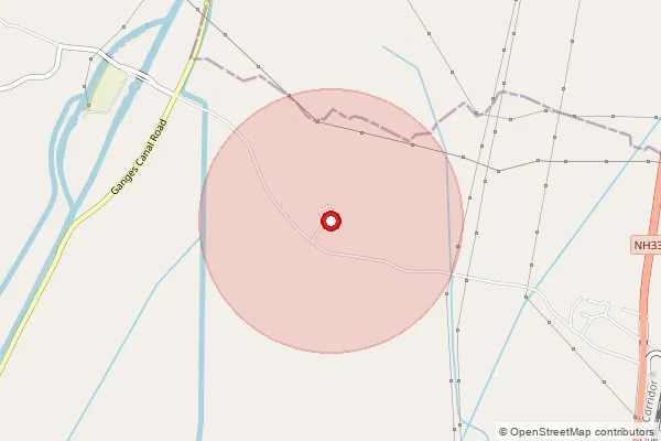 Map showing approximate area covered by Pincode 250223 — Dadri Bo, Meerut