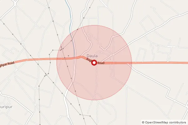 Map showing approximate area covered by Pincode 250601 — Sujra Bo, Baghpat