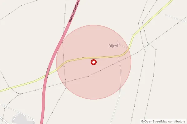 Map showing approximate area covered by Pincode 250620 — Bijrol Bo, Baghpat