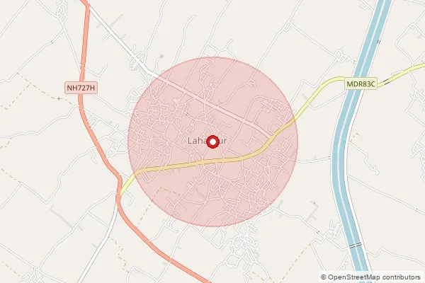 Map showing approximate area covered by Pincode 261207 — Kasraila Bazar Bo, Sitapur