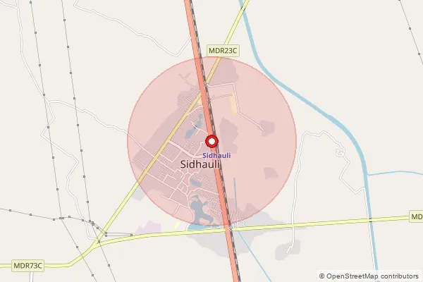 Map showing approximate area covered by Pincode 261303 — Gandhauli Bo, Sitapur