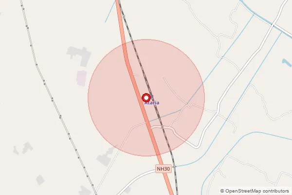 Map showing approximate area covered by Pincode 261304 — Atariya So, Sitapur