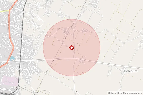 Map showing approximate area covered by Pincode 262001 — Pilibhit Ho, Pilibhit