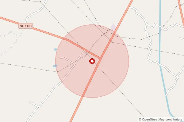 Map showing approximate area covered by Pincode 262201 — Amrita Bo, Pilibhit