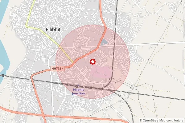 Map showing approximate area covered by Pincode 262202 — Bhaden Kanja Bo, Pilibhit
