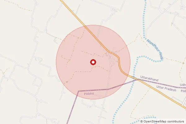 Map showing approximate area covered by Pincode 262405 — Nakulia Bo, Udam Singh Nagar