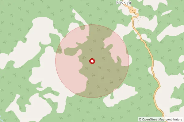 Map showing approximate area covered by Pincode 262523 — Bhudam Bo, Champawat