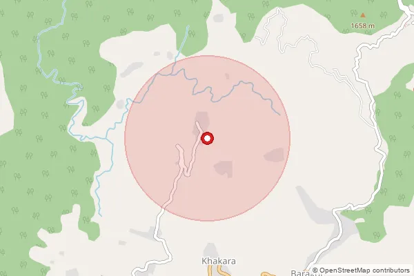 Map showing approximate area covered by Pincode 262527 — Bisrari Bo, Champawat