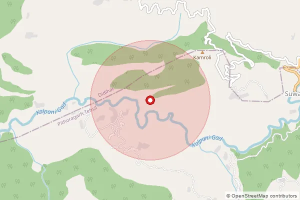 Map showing approximate area covered by Pincode 262528 — Chauramehta Bo, Champawat