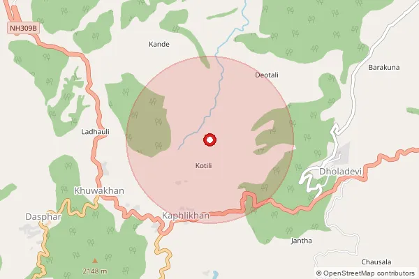 Map showing approximate area covered by Pincode 262531 — Chankana Bo, Pithoragarh