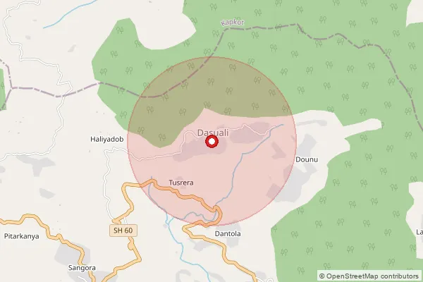 Map showing approximate area covered by Pincode 262533 — Kotgari Ghanjri Bo, Pithoragarh
