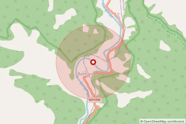 Map showing approximate area covered by Pincode 262544 — Garali Bo, Pithoragarh