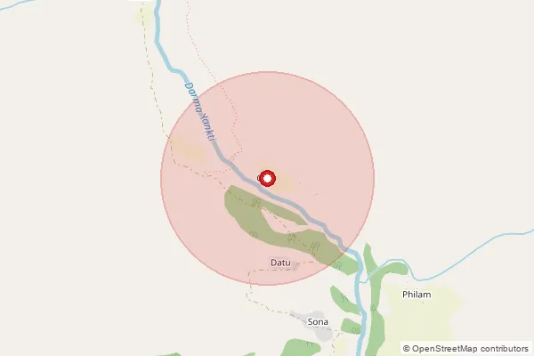 Map showing approximate area covered by Pincode 262545 — Dugtus Bo, Pithoragarh