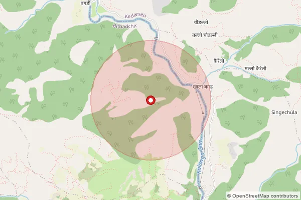Map showing approximate area covered by Pincode 262547 — Sirkha Bo, Pithoragarh