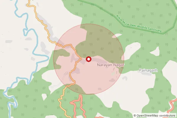 Map showing approximate area covered by Pincode 262550 — Merthi So, Pithoragarh