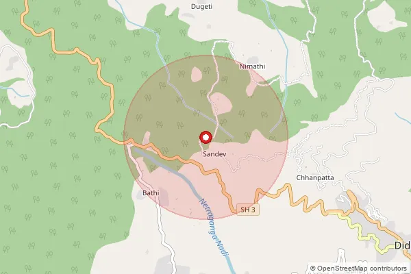 Map showing approximate area covered by Pincode 262551 — Atalgaon Bo, Pithoragarh
