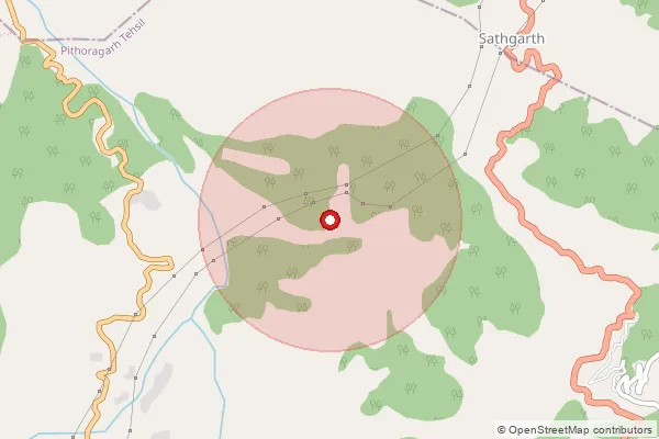 Map showing approximate area covered by Pincode 262552 — Bhantarh Bo, Pithoragarh