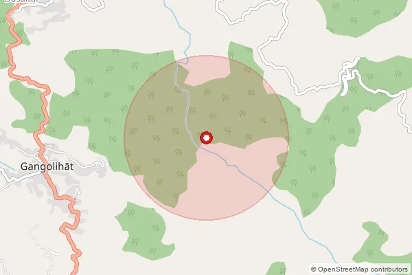 Map showing approximate area covered by Pincode 262555 — Bansbagar So, Pithoragarh