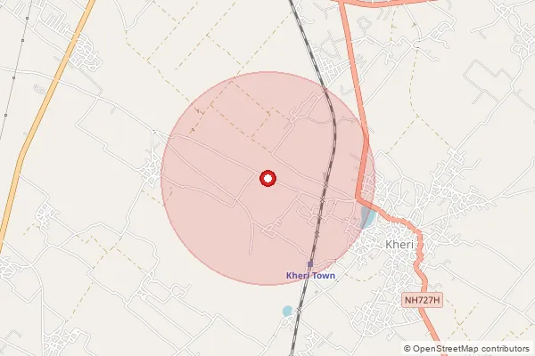 Map showing approximate area covered by Pincode 262725 — Khanpur Gurela Bo, Kheri