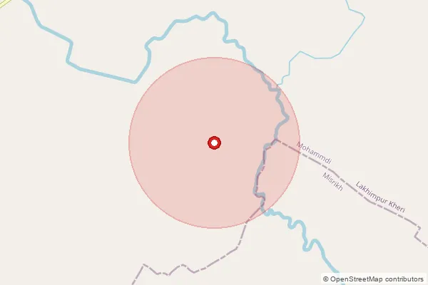 Map showing approximate area covered by Pincode 262727 — Birampur Bo, Kheri
