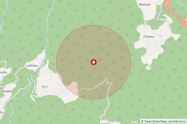 Map showing approximate area covered by Pincode 263128 — Patwadanger So, Nainital