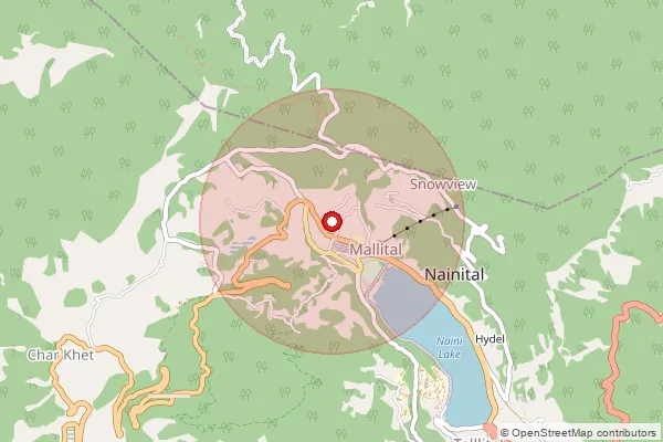 Map showing approximate area covered by Pincode 263140 — Dhamola Bo, Nainital