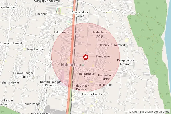 Map showing approximate area covered by Pincode 263142 — Halduchaur S.O, Nainital