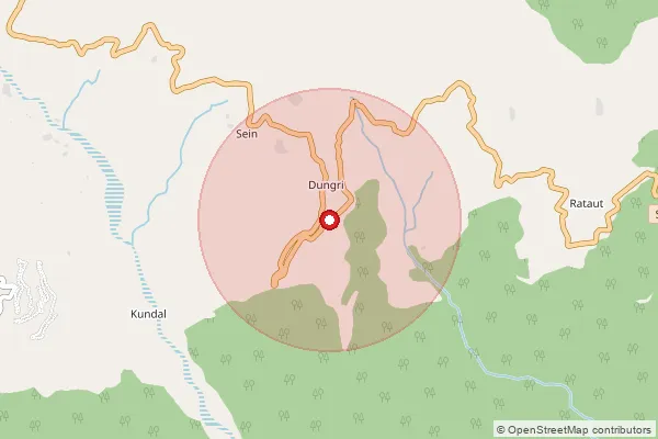 Map showing approximate area covered by Pincode 263157 — Okhalkanda So, Nainital