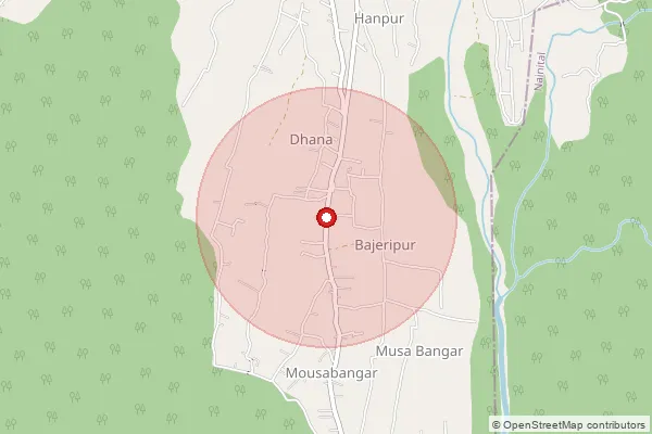 Map showing approximate area covered by Pincode 263159 — Patalia Bo, Nainital