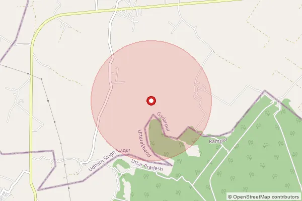 Map showing approximate area covered by Pincode 263160 — Dineshpur So, Udam Singh Nagar