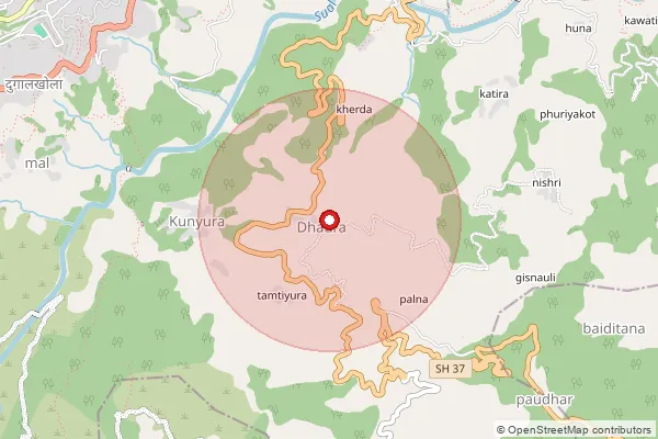 Map showing approximate area covered by Pincode 263601 — Almora Ho, Almora