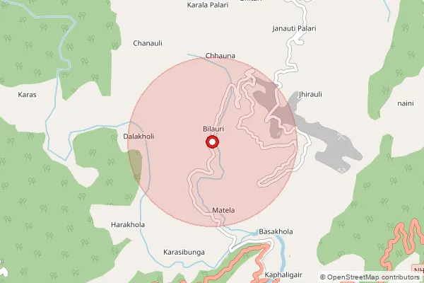 Map showing approximate area covered by Pincode 263630 — Janoti Palari Bo, Bageshwar