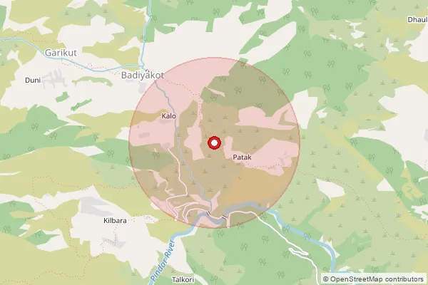 Map showing approximate area covered by Pincode 263632 — Daula Bo, Bageshwar