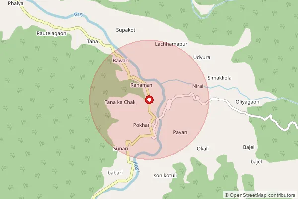 Map showing approximate area covered by Pincode 263638 — Manan So, Almora