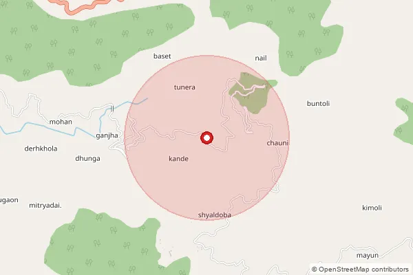 Map showing approximate area covered by Pincode 263640 — Jhankra Bo, Bageshwar