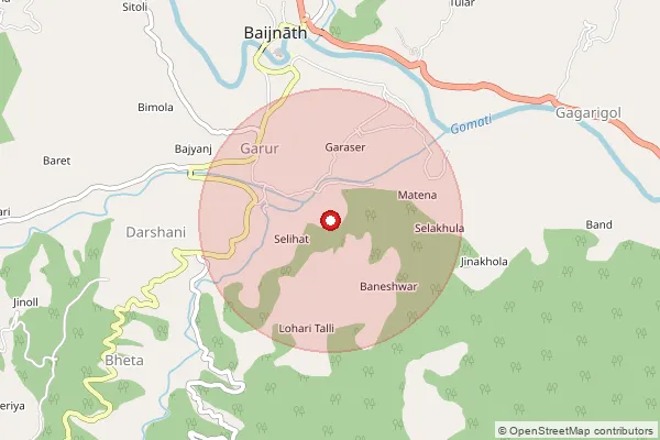 Map showing approximate area covered by Pincode 263641 — Anna Bo, Bageshwar