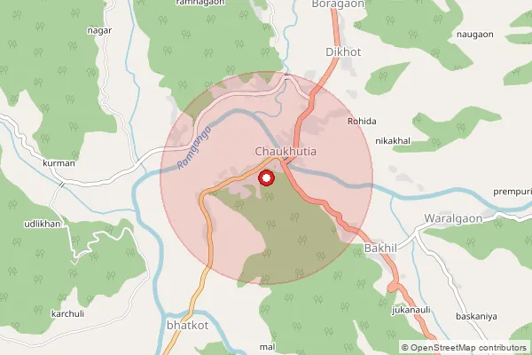 Map showing approximate area covered by Pincode 263656 — Jaurasi Bo, Almora