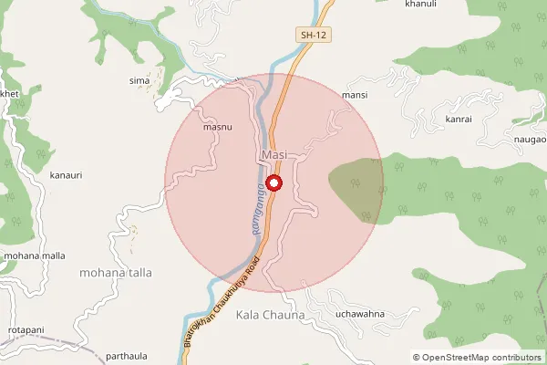 Map showing approximate area covered by Pincode 263658 — Jharkote Bo, Almora