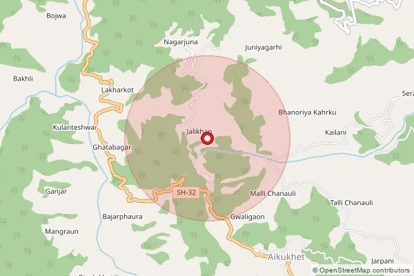 Map showing approximate area covered by Pincode 263659 — Munani Bo, Almora