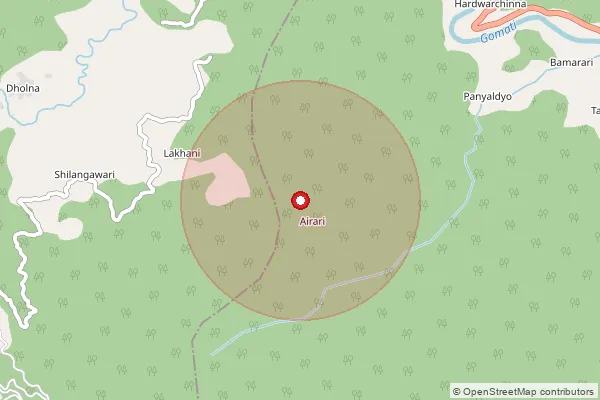 Map showing approximate area covered by Pincode 263665 — Matela So, Almora