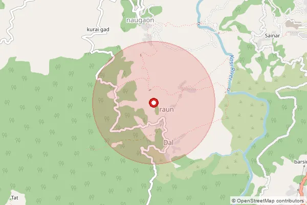 Map showing approximate area covered by Pincode 263676 — Chamkana Bo, Almora