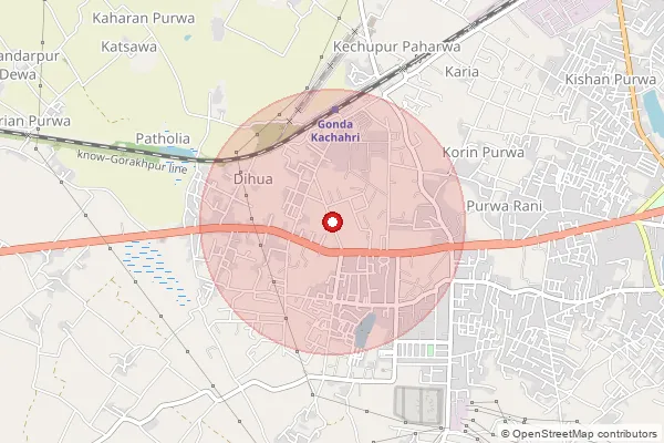 Map showing approximate area covered by Pincode 271003 — Chandawatpur Bo, Gonda