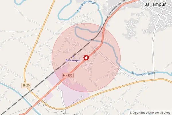 Map showing approximate area covered by Pincode 271201 — Balrampur Ho, Balrampur