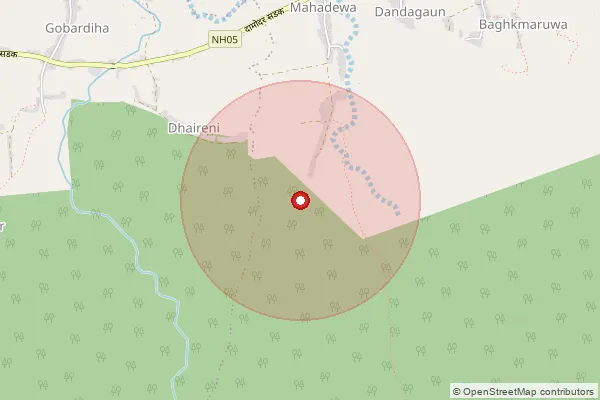 Map showing approximate area covered by Pincode 271202 — Ayah Bo, Gonda
