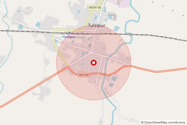 Map showing approximate area covered by Pincode 271208 — Dharampur Bo, Balrampur