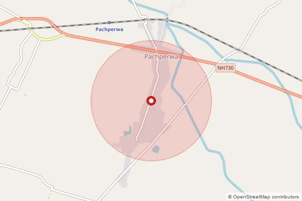 Map showing approximate area covered by Pincode 271215 — Bargadha Sohna Bo, Balrampur