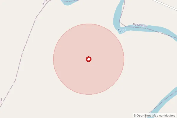 Map showing approximate area covered by Pincode 271607 — Deoria Rani Jot Bo, Balrampur