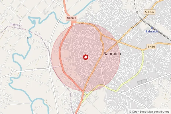 Map showing approximate area covered by Pincode 271801 — Bahraich Ho, Bahraich