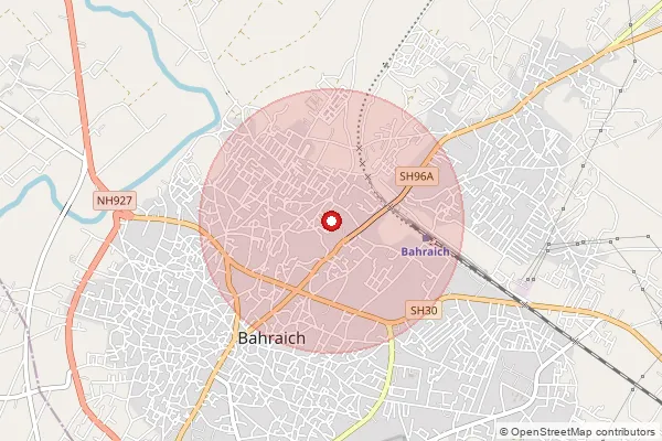 Map showing approximate area covered by Pincode 271821 — Puraina Bo, Bahraich