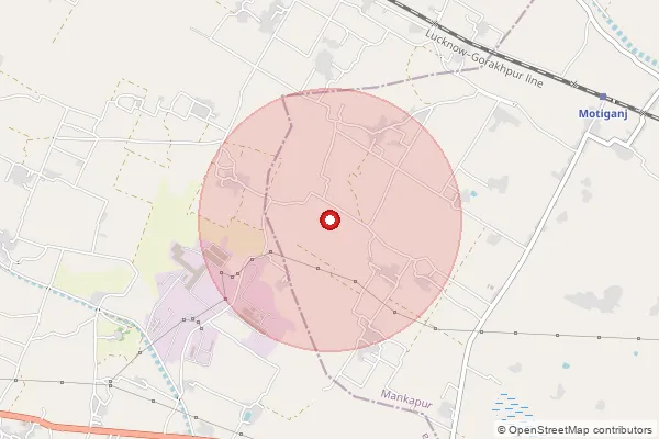 Map showing approximate area covered by Pincode 271881 — Madhavpur Nidaona Bo, Bahraich